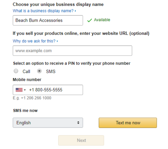 Creating a Sellers Account with